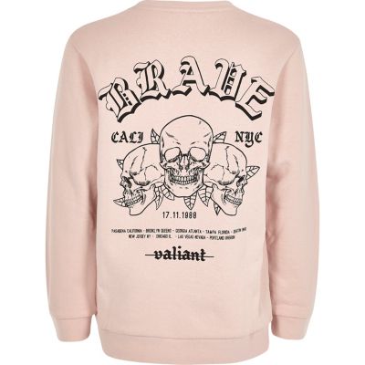 Boys pink back print brave sweatshirt